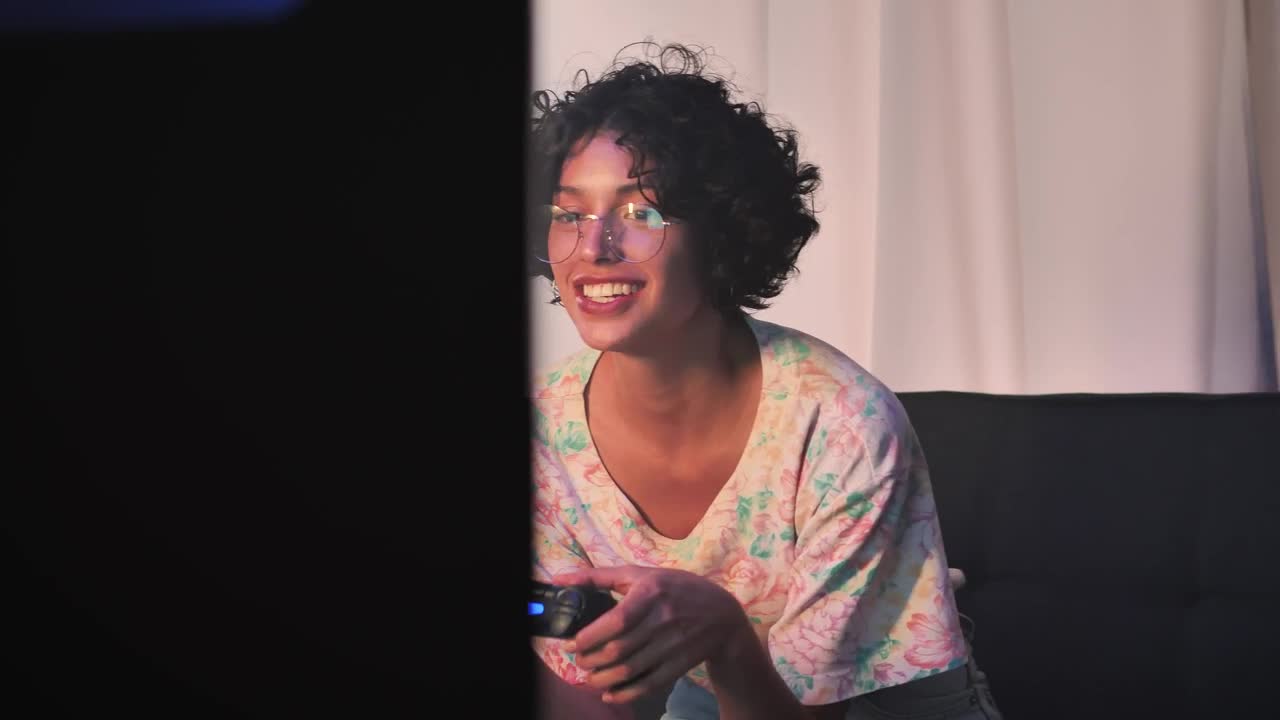 Stock Footage Young Woman Playing Video Games On The Sofa Live Wallpaper Free