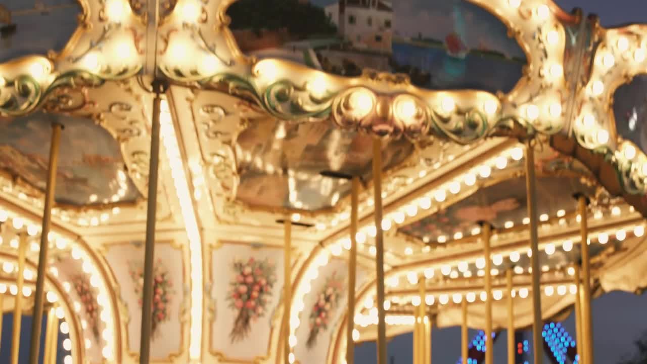 Stock Footage Young Woman With Mechanical Rides At A Fair Live Wallpaper Free