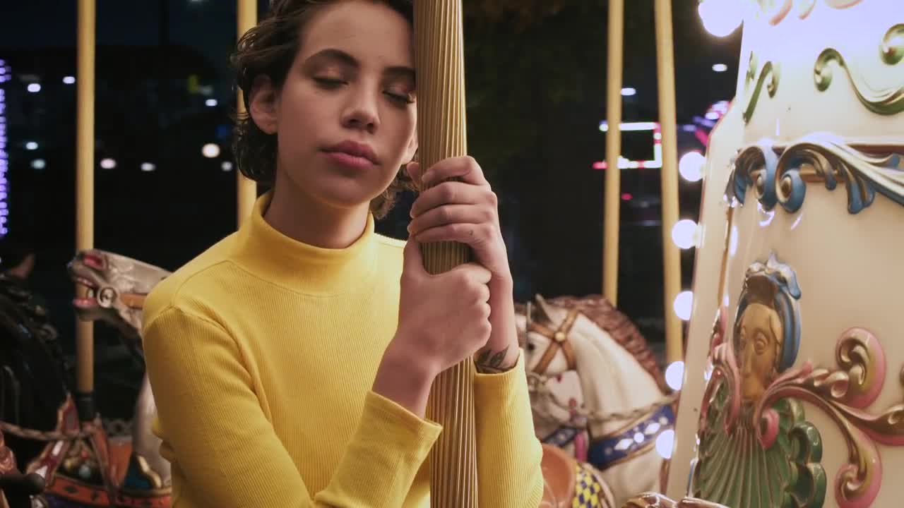 Stock Footage Woman Riding A Carrousel Live Wallpaper Free