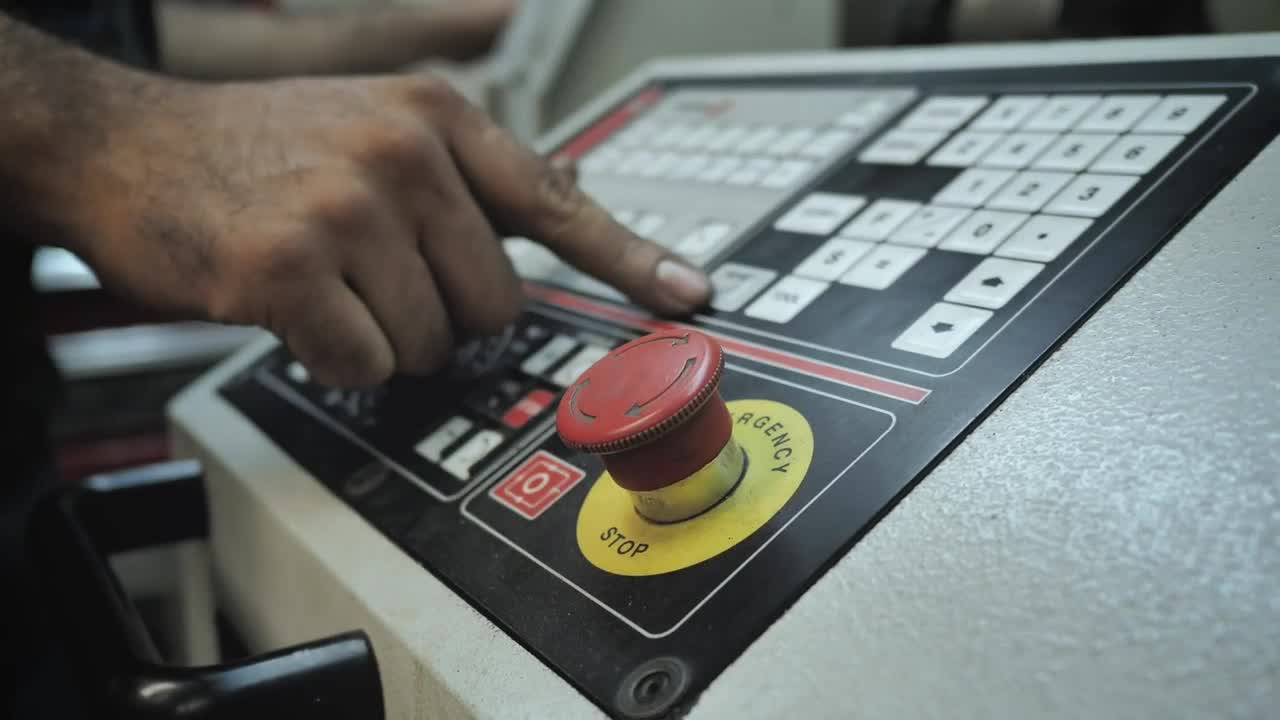 Stock Footage Worker Operating An Industrial Lathe Live Wallpaper Free