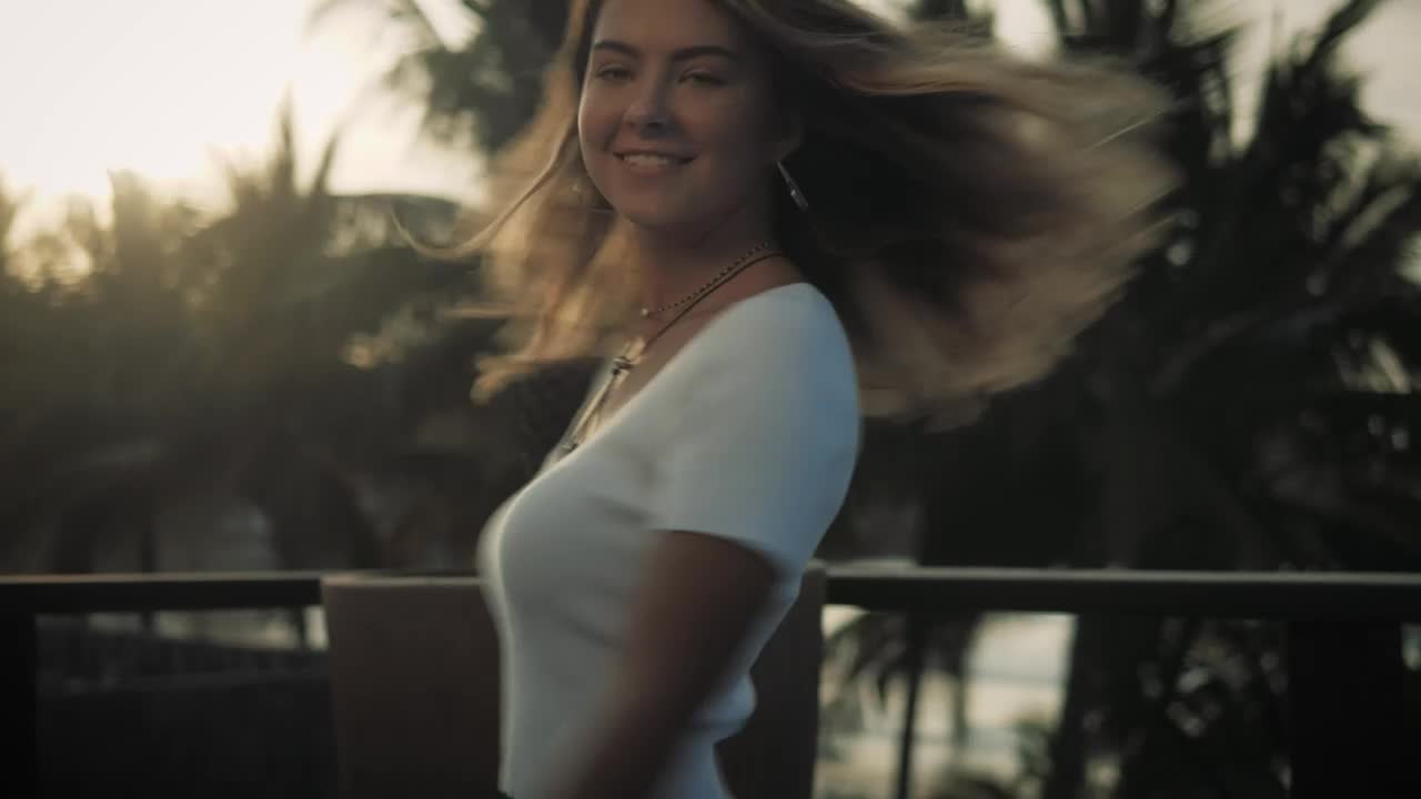 Stock Footage Woman Standing On An Outdoor Deck Live Wallpaper Free