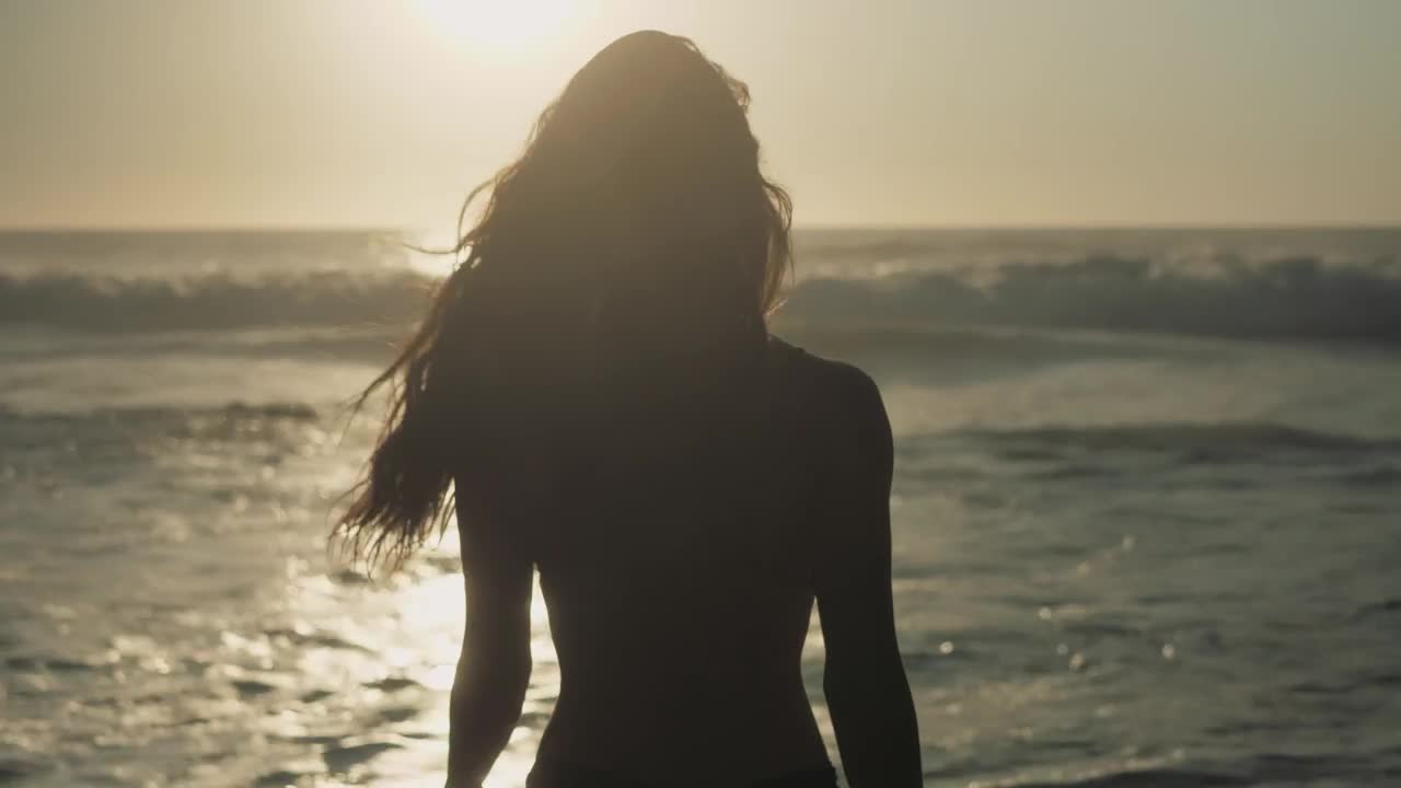 Stock Footage Woman Walking Into The Ocean Live Wallpaper Free
