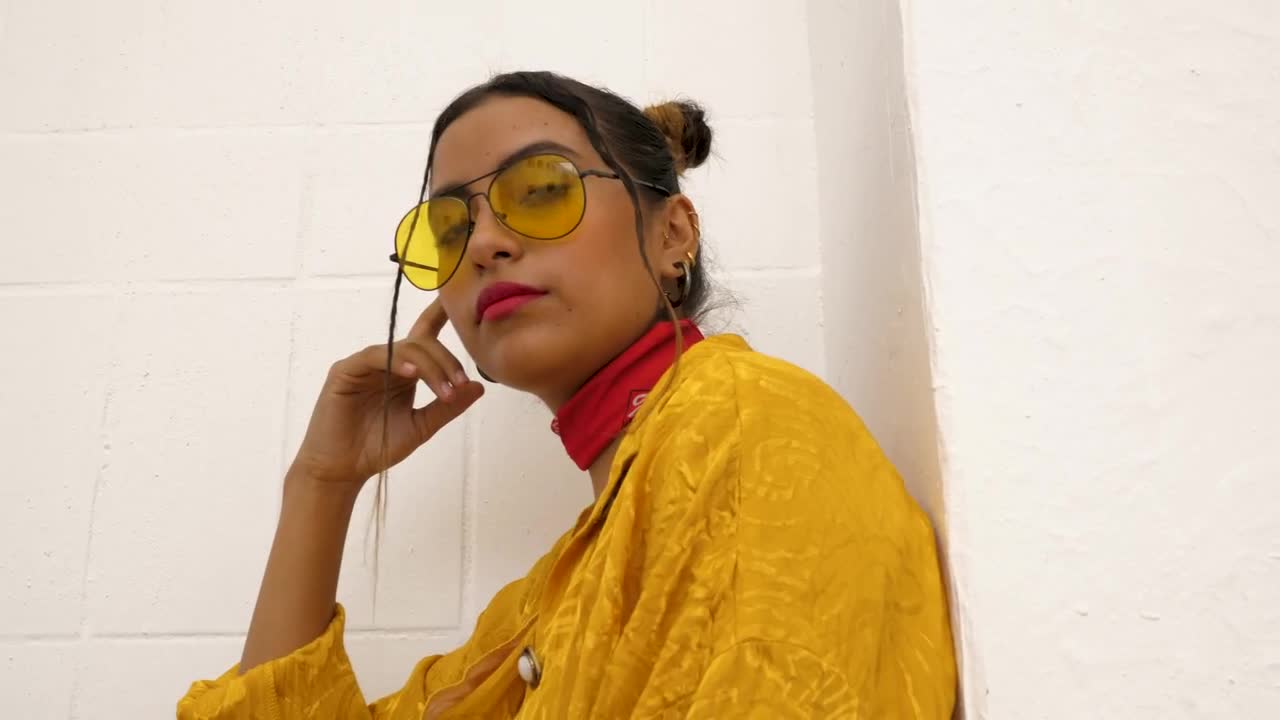 Stock Footage Woman With Yellow Sunglasses Live Wallpaper Free