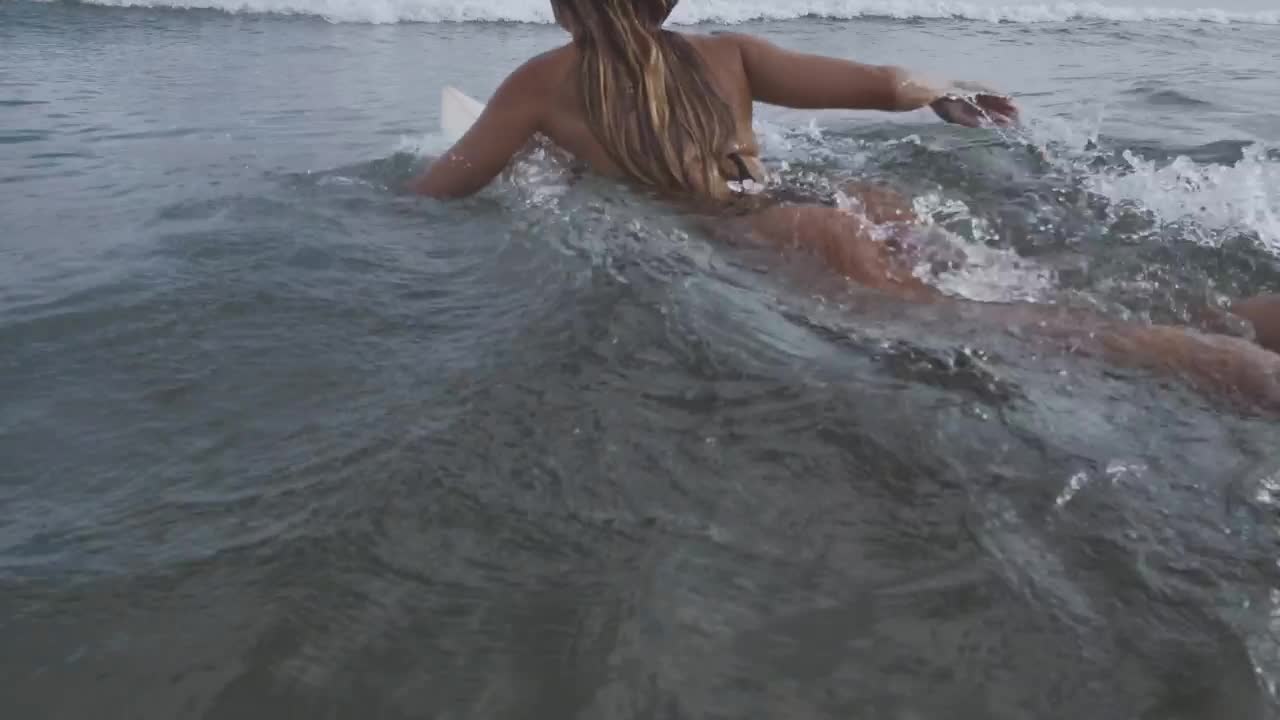 Stock Footage Woman Paddling On A Surfboard Live Wallpaper Free