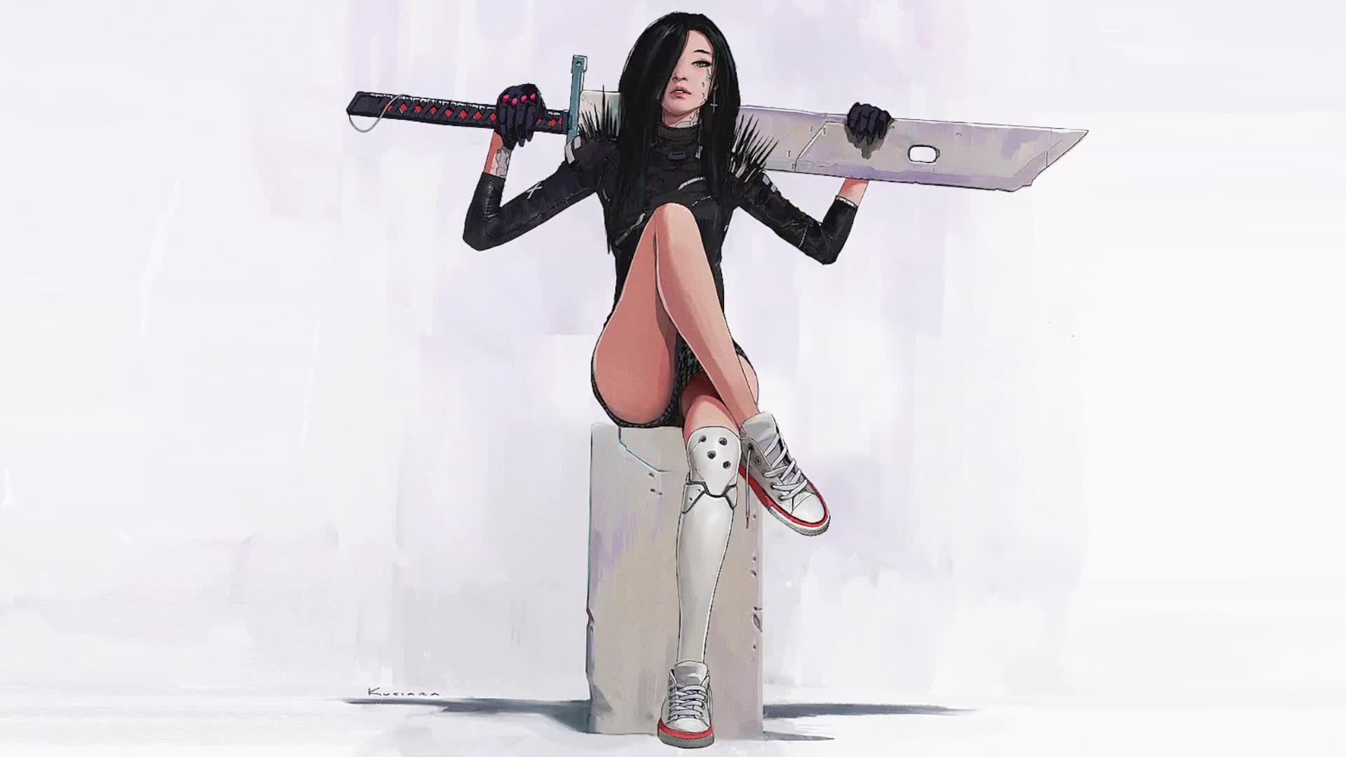 Girl With Great Sword Live Wallpaper For PC