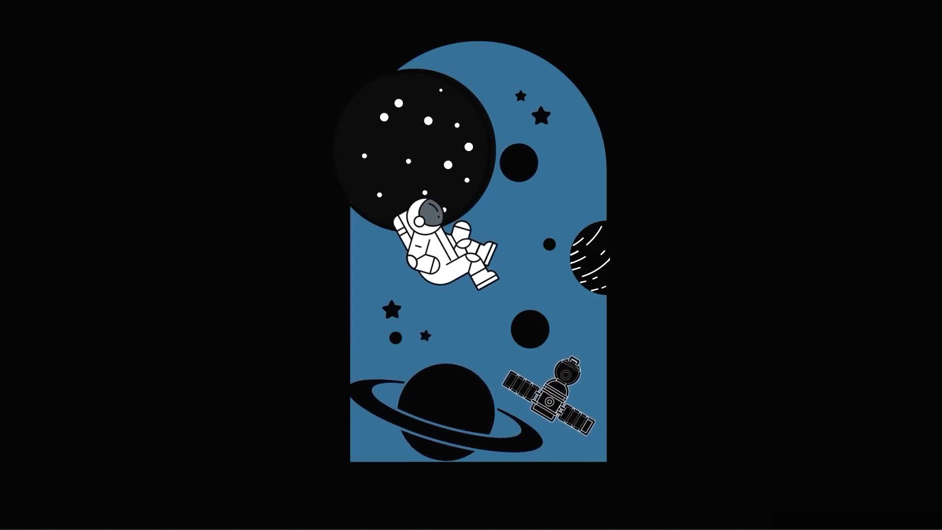 Abstract Space Astronaut Black Live Wallpaper