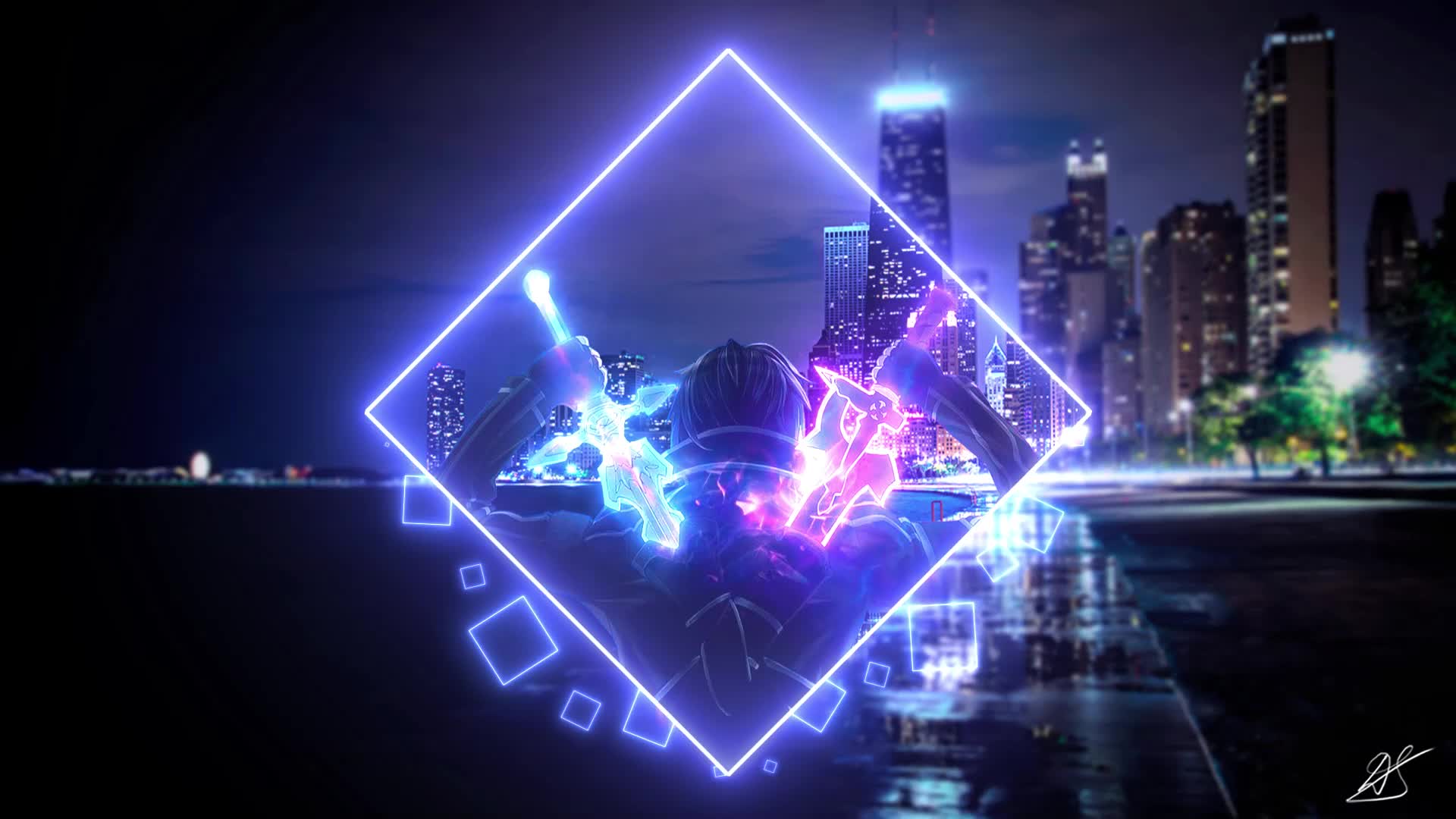 Kirito Neon Live Wallpaper