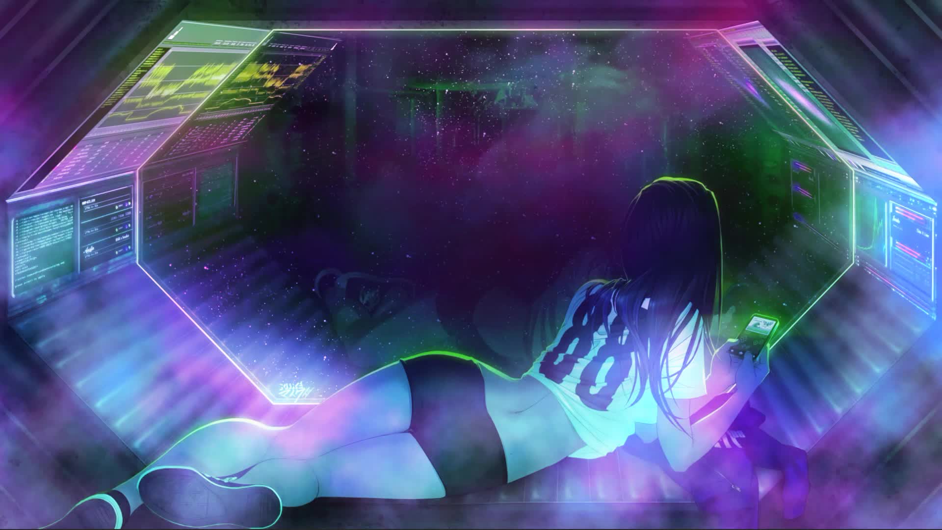 Girl Space Trip RGB Live Wallpaper for PC