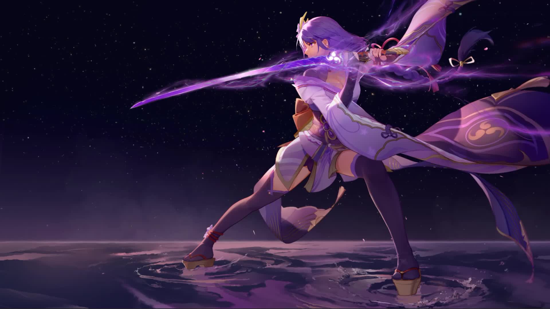 Raiden Shogun With Sword Anime Live Wallpapers