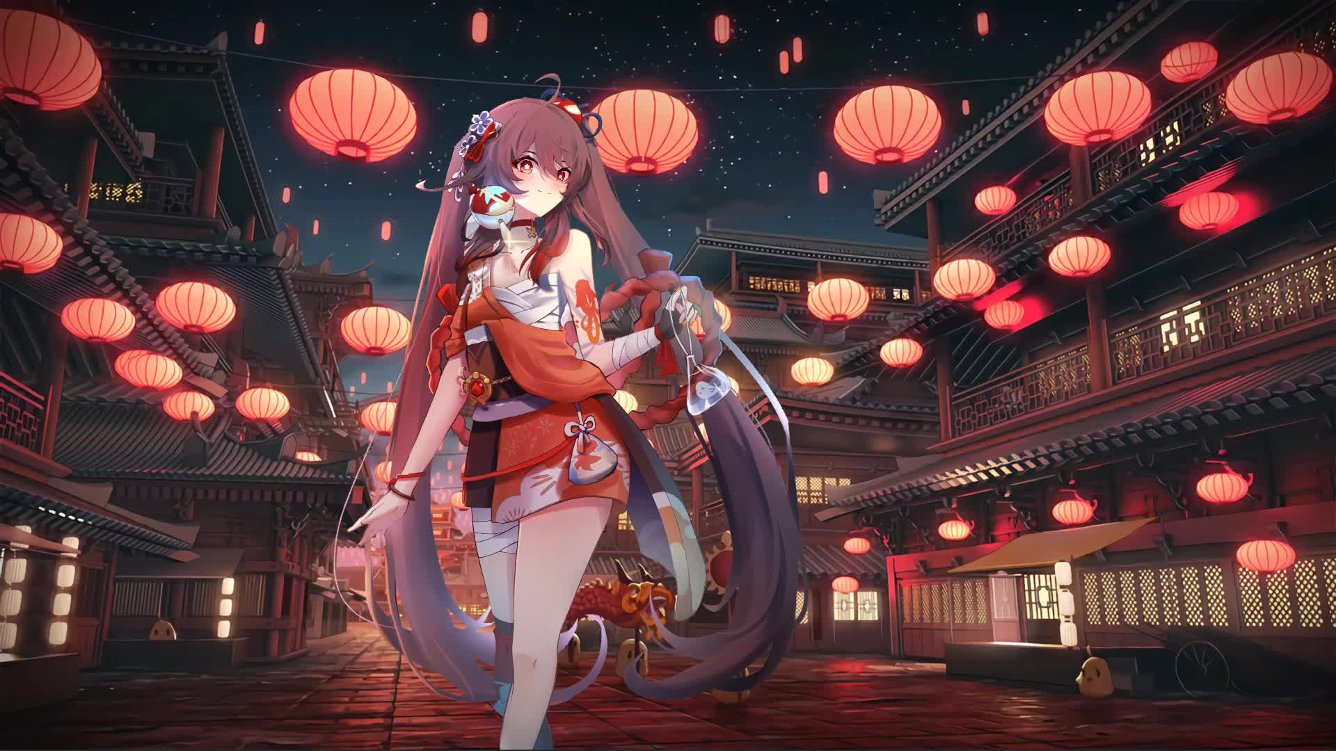 Hu Tao Festival Girl Anime Live Wallpaper