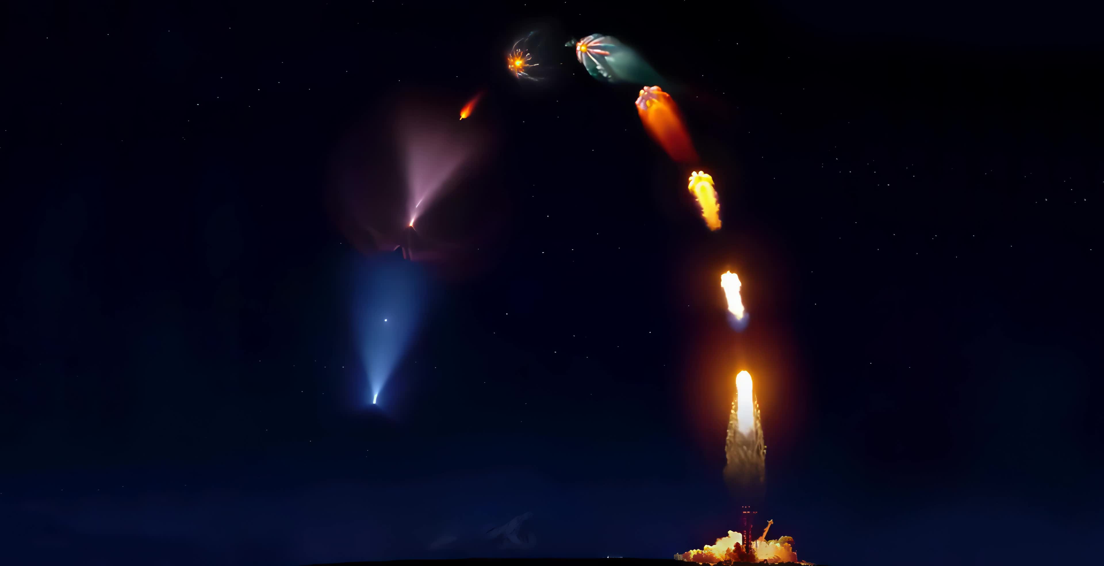 Spacex Falcon 9 Rocket Takeoff And Landing 4K Live Wallpaper