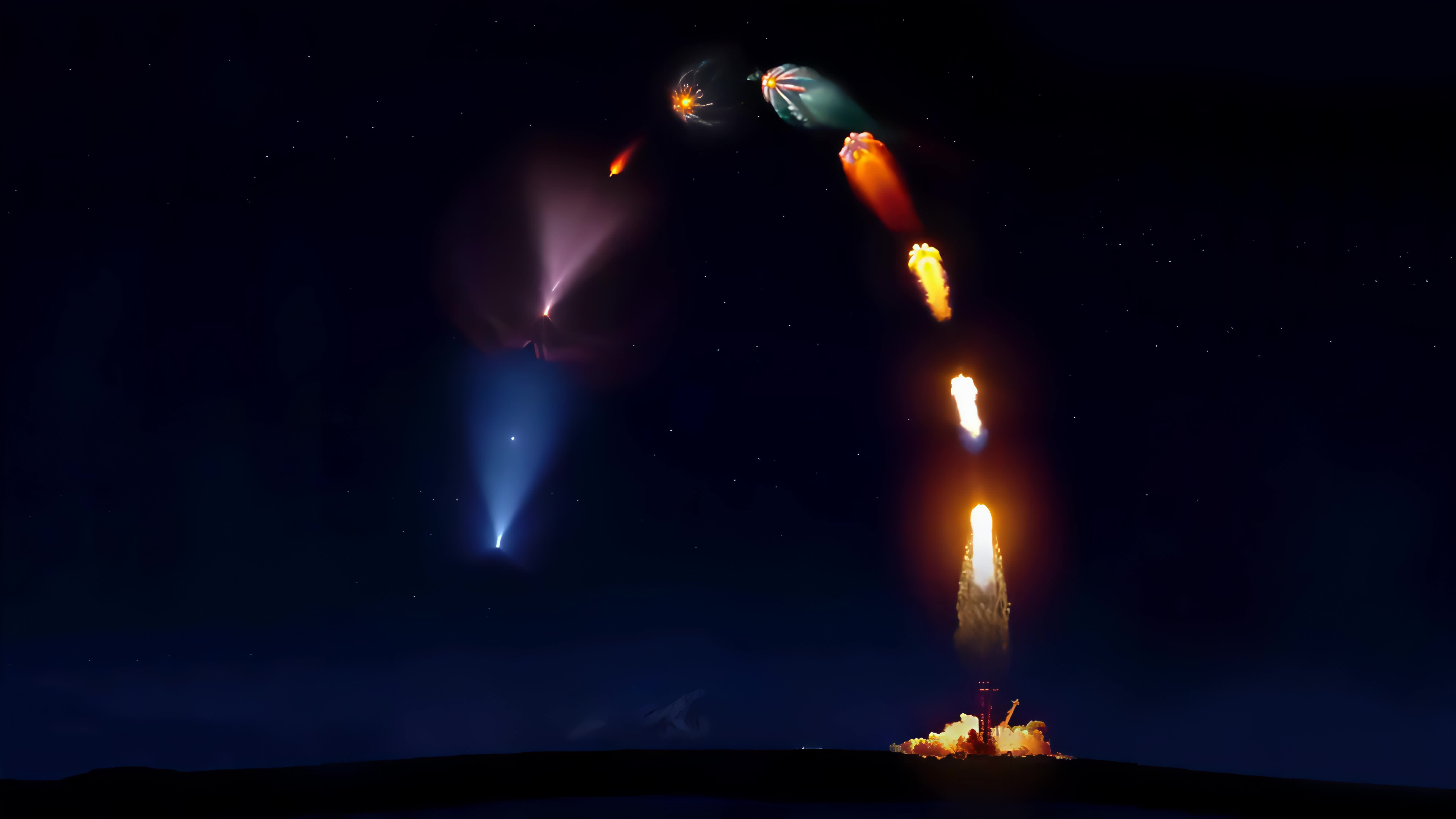 SpaceX Falcon 9 Rocket Takeoff and Landing 8K Live Wallpaper