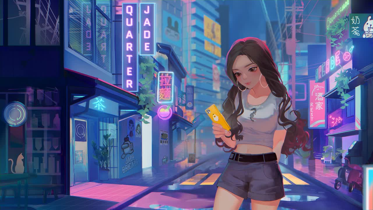 quarter jade neon 2k animated wallpaper