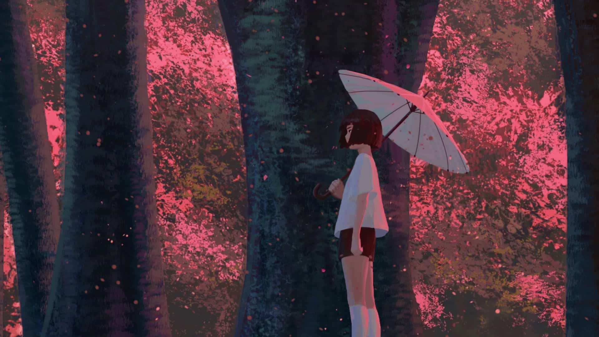 Windows Anime Girl Sakura Forest Live Wallpaper