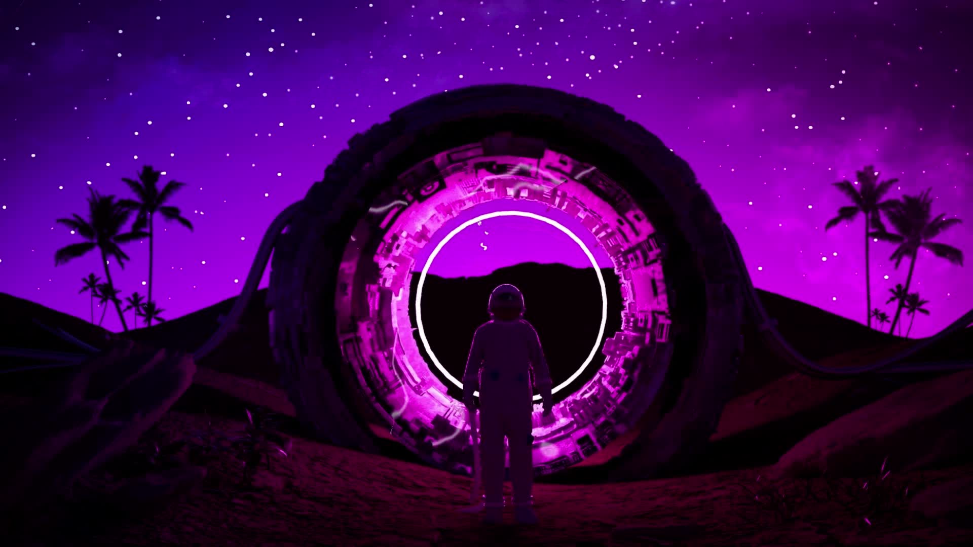 Windows Astronaut In Science Fiction Portal Ring Live Wallpaper