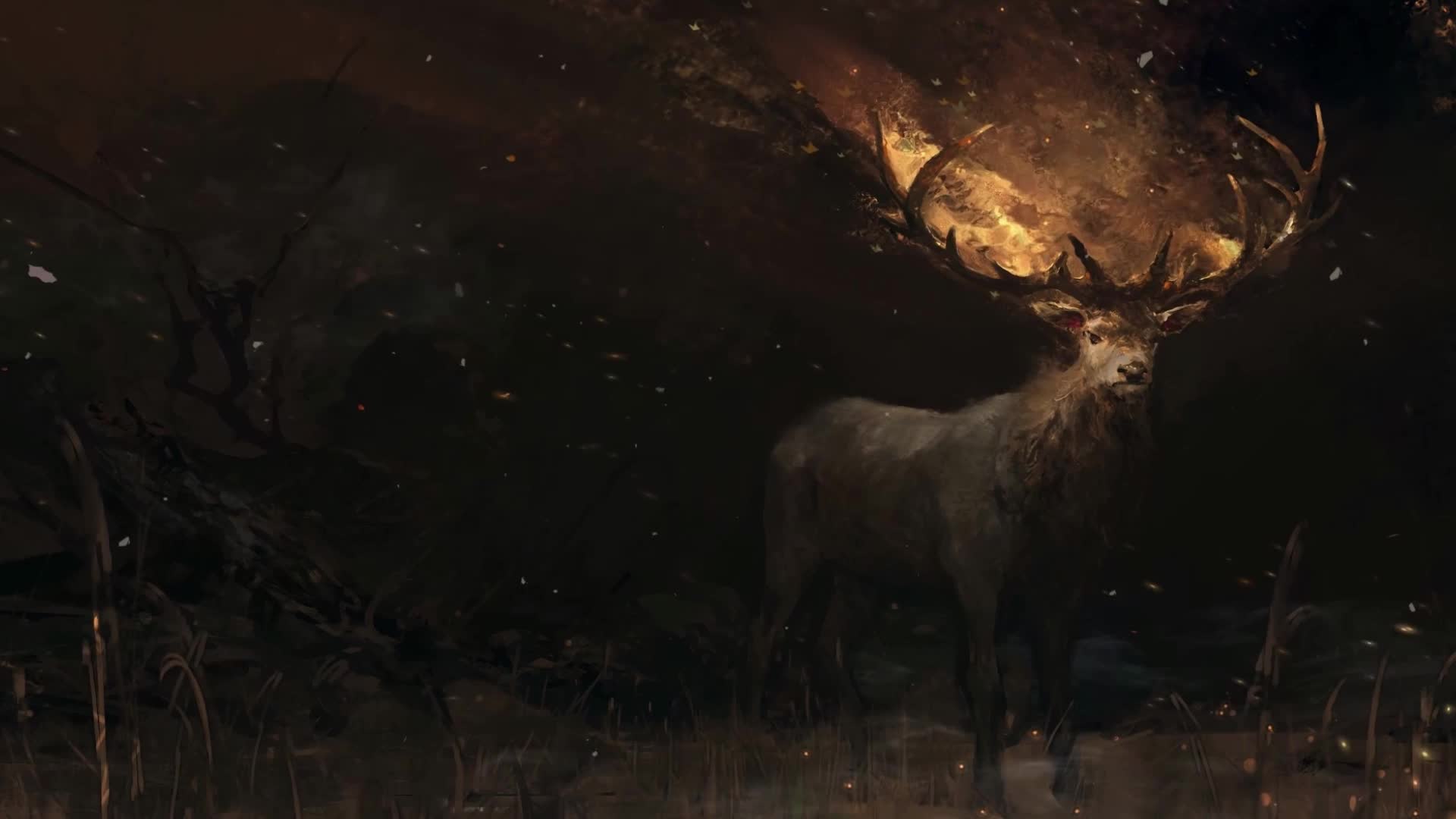 Windows Deer Horns Fire Live Wallpaper