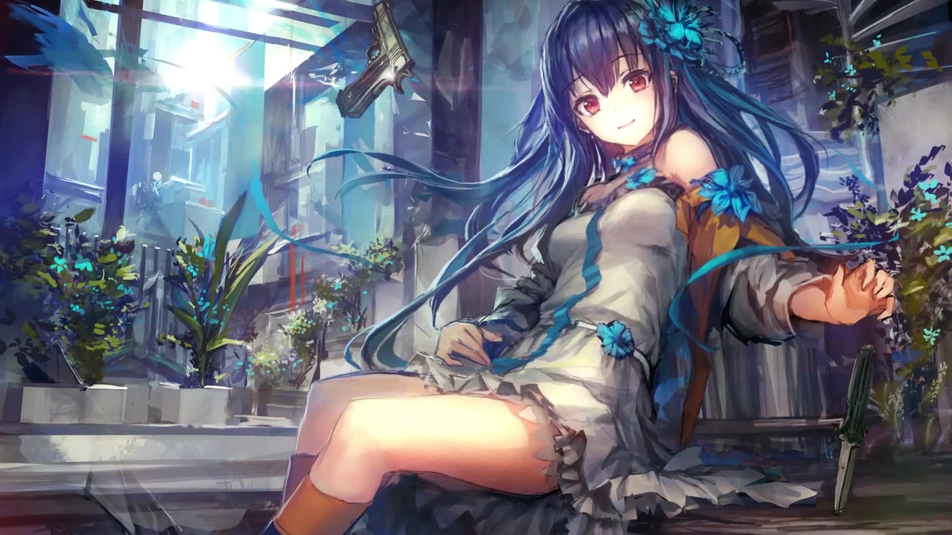 Desktop Anime Girl Assassin Flower Live Wallpaper
