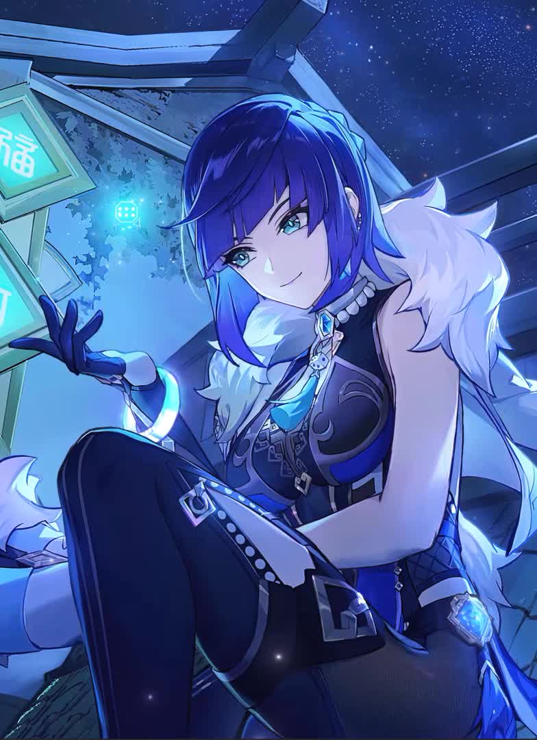 Mobile Yelan Genshin Impact Blue Girl Anime Live Wallpaper For Phone