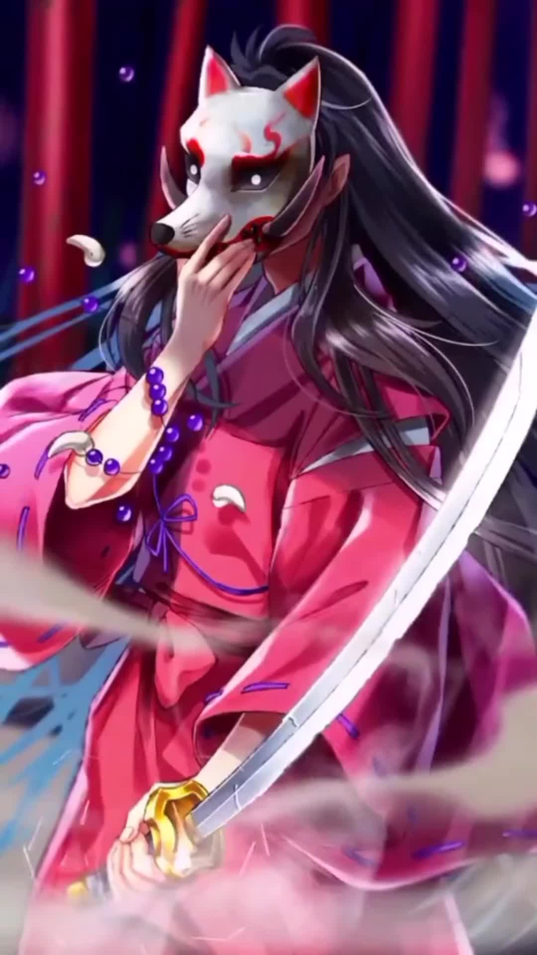 iPhone and Android Cool Anime Demon Slayer Girl With Mask Live Phone Wallpaper