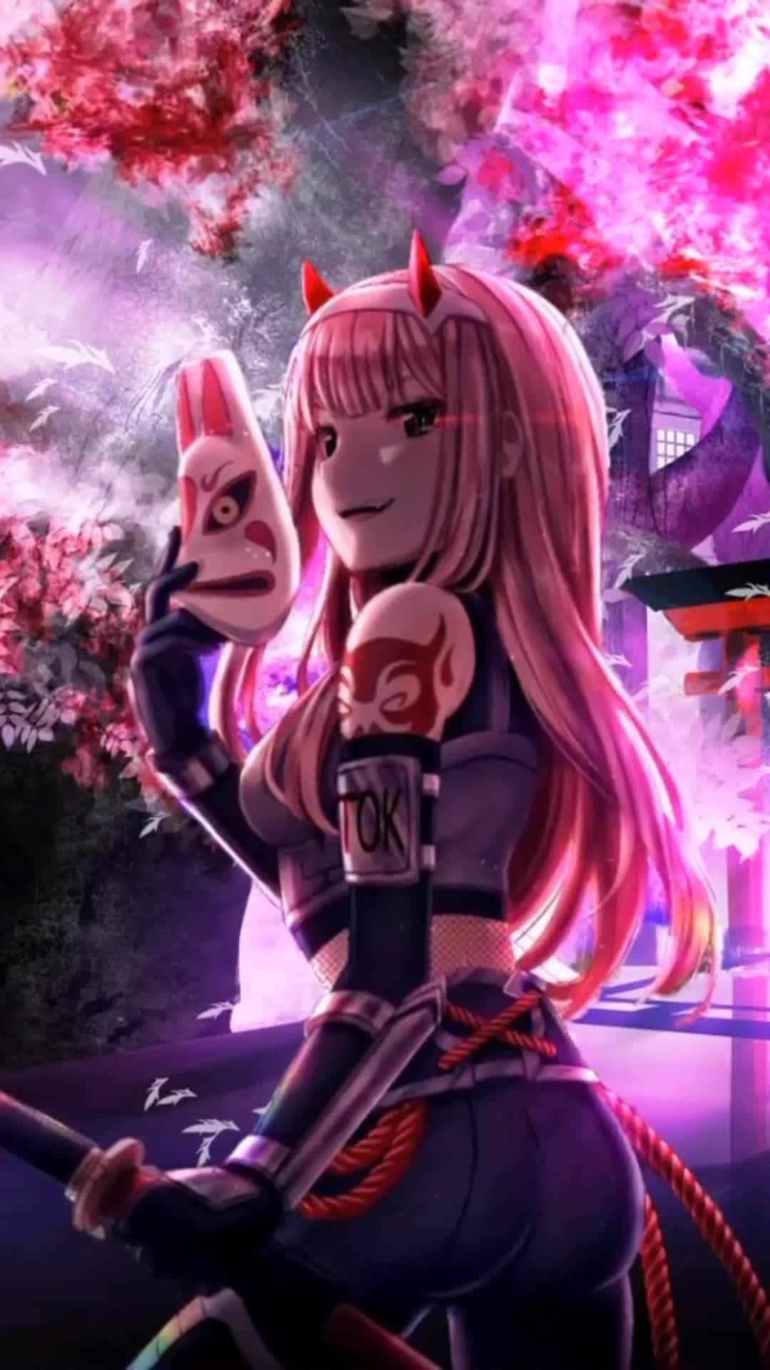 iPhone and Android Zero Two Girl And Mask Live Phone Wallpaper