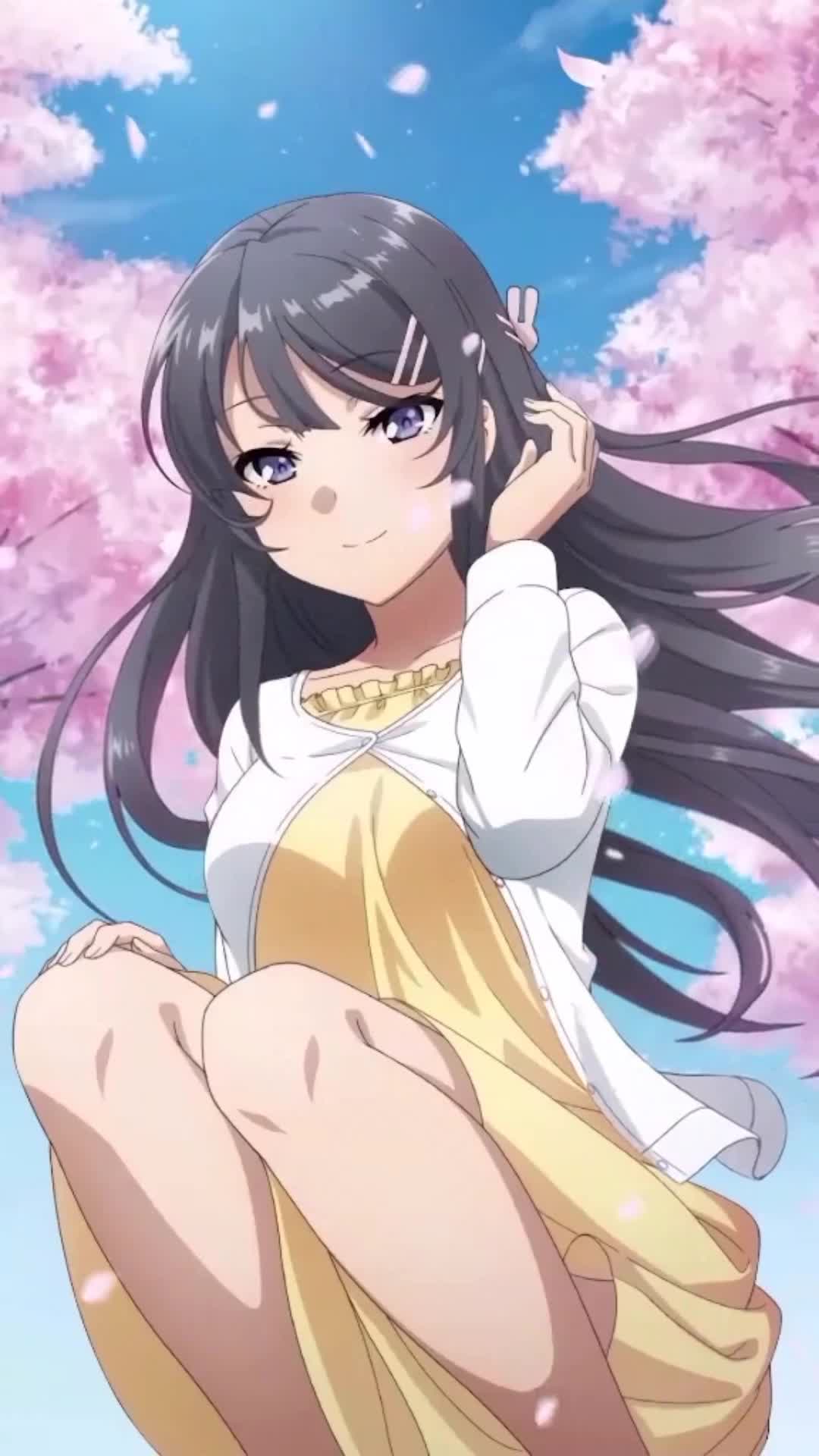 iPhone and Android Cute Anime Girl And Sakura Phone Live Wallpaper