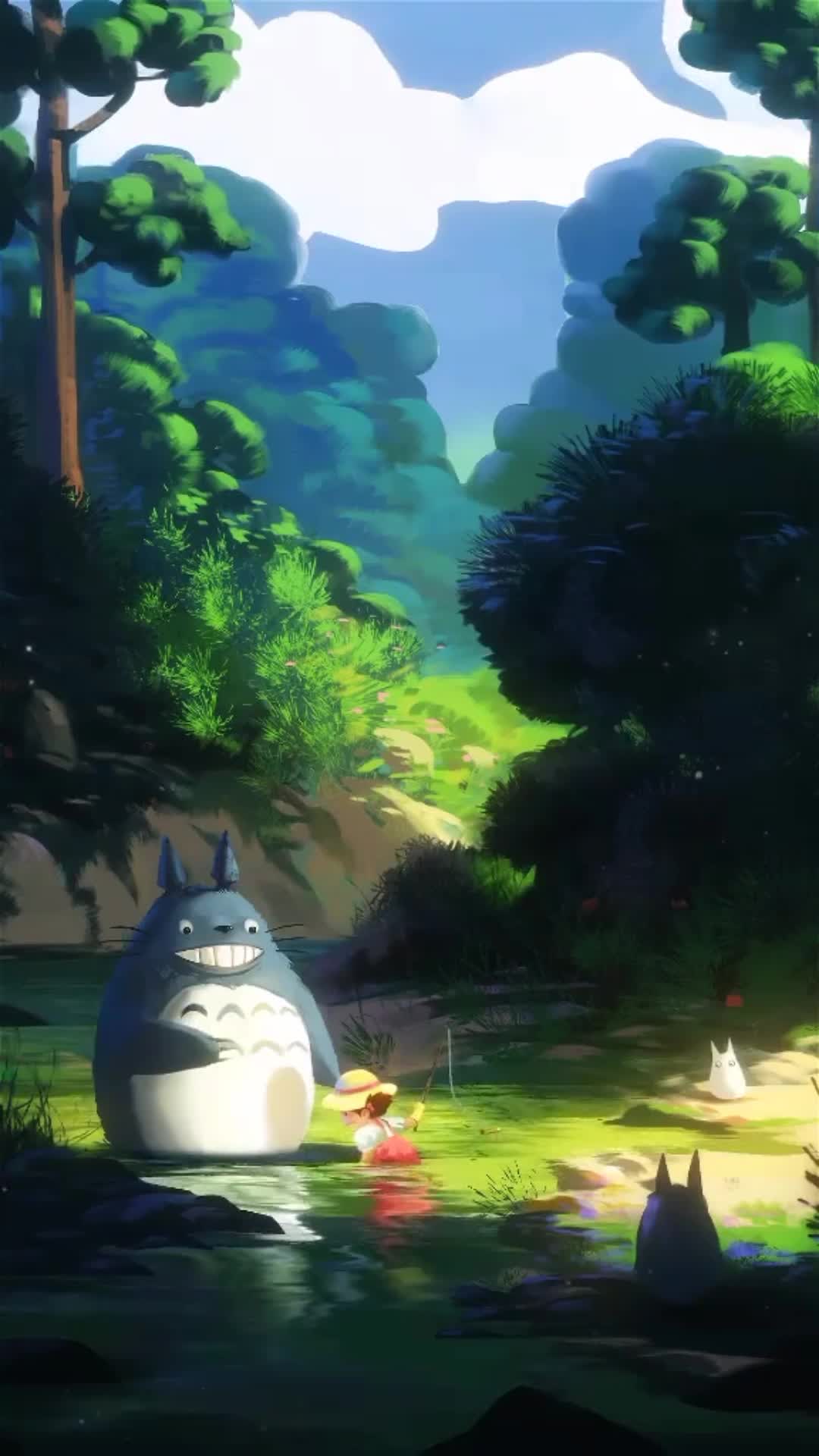iPhone and Android Totoro Fishing Cute Live Phone Wallpaper