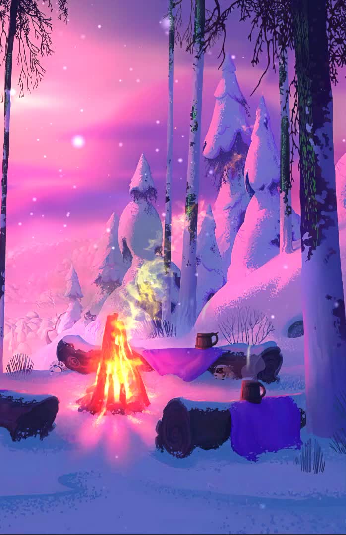 Android  iPhone Blaze Warm Fireplace Winter Live Phone Wallpaper