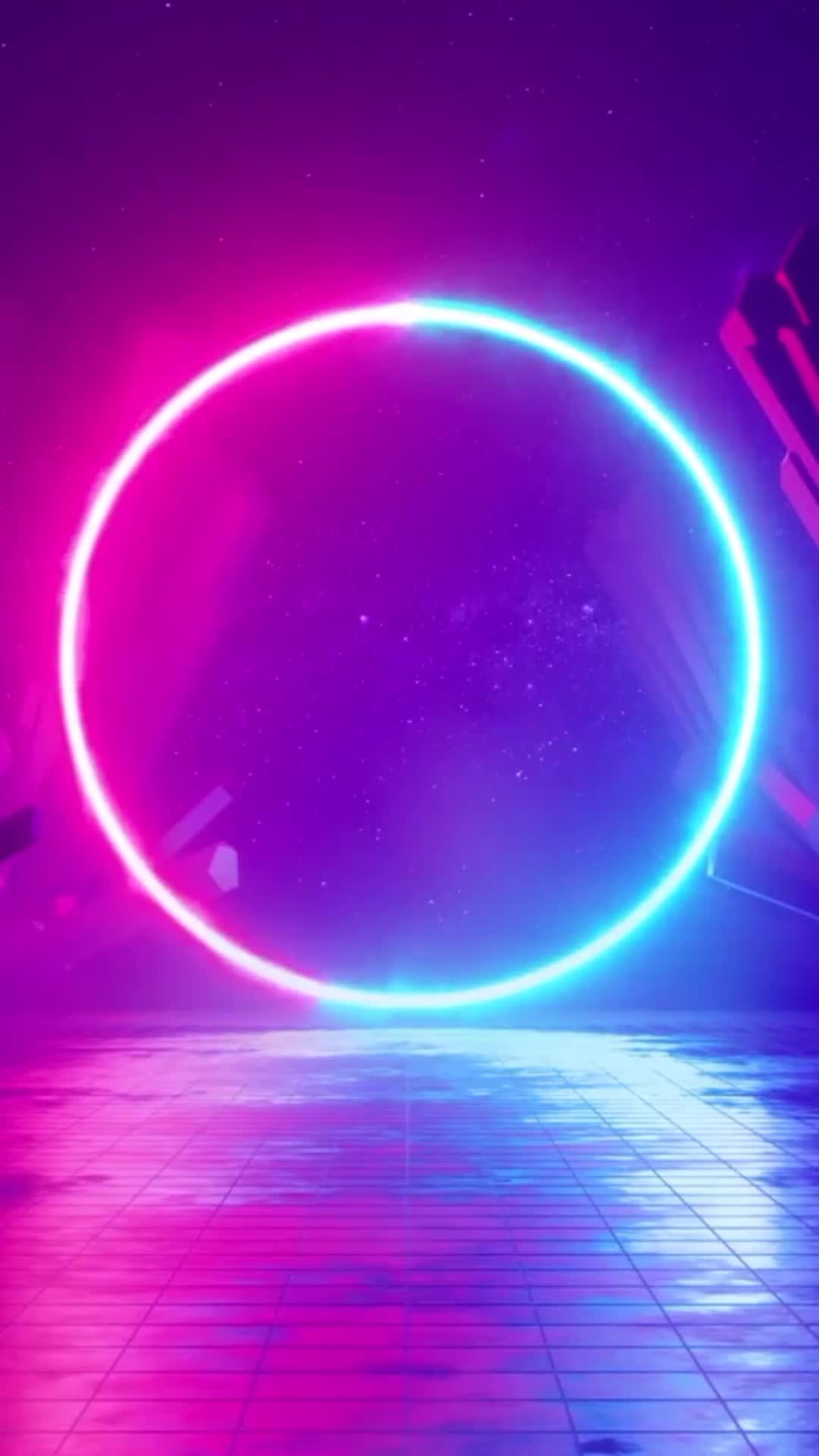 iPhone and Android Colorful Neon Circle Live Phone Wallpaper