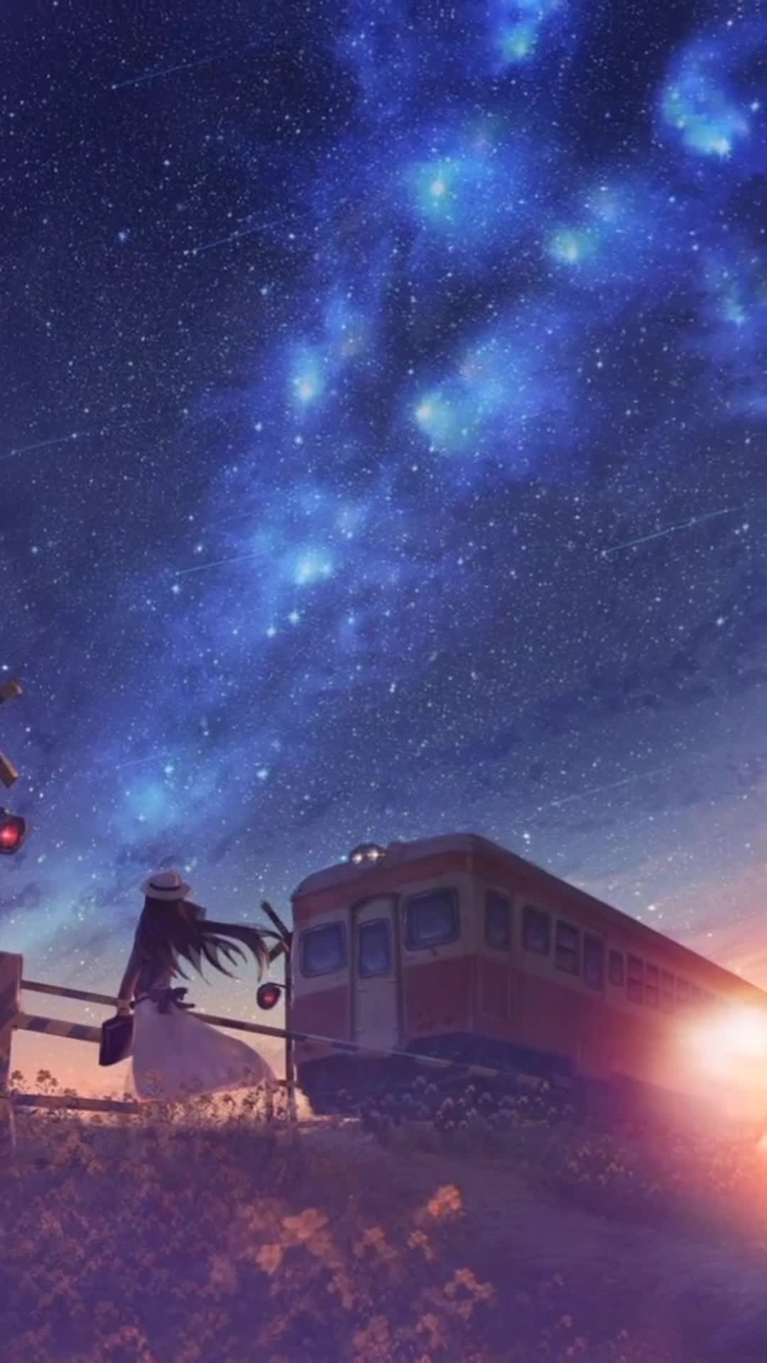 Android and iPhone Anime Girl Train And Sky Phone Live Wallpaper