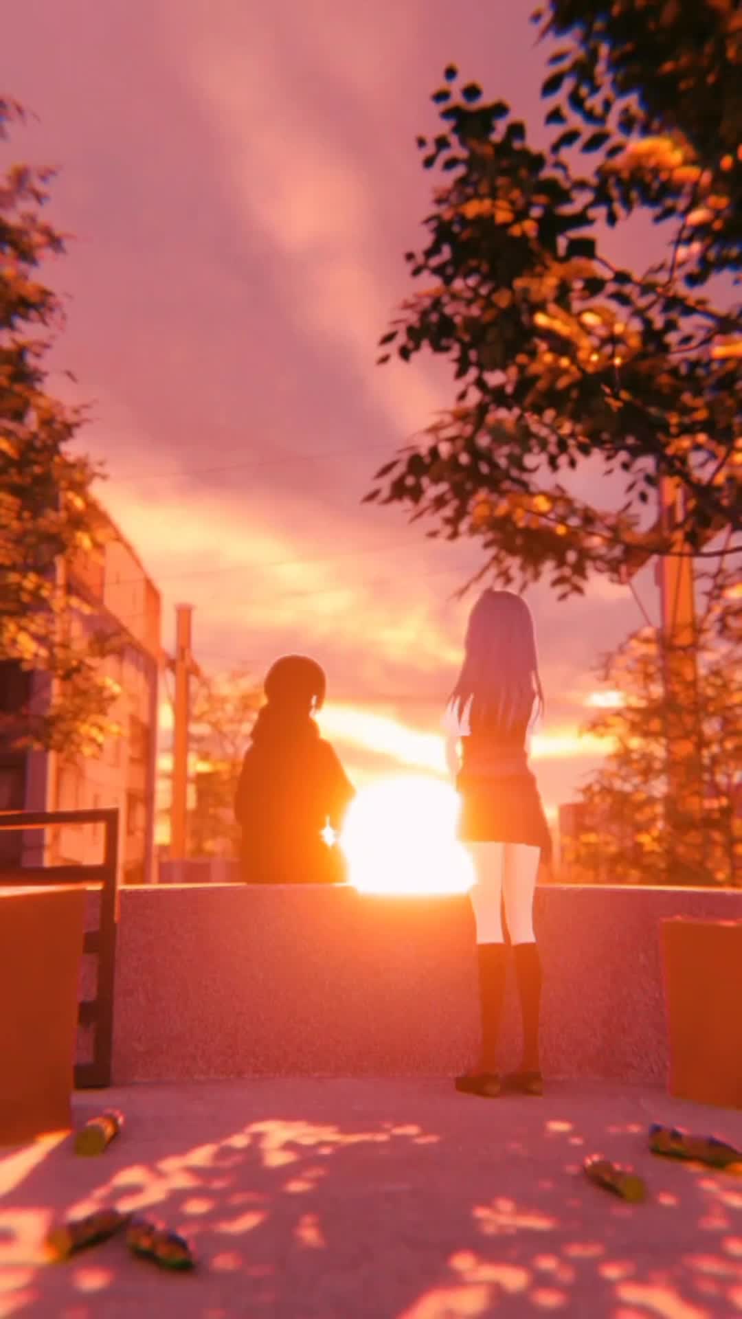 Android  iOS iPhone  Girl Sun Boy Train Anime live wallpaper 