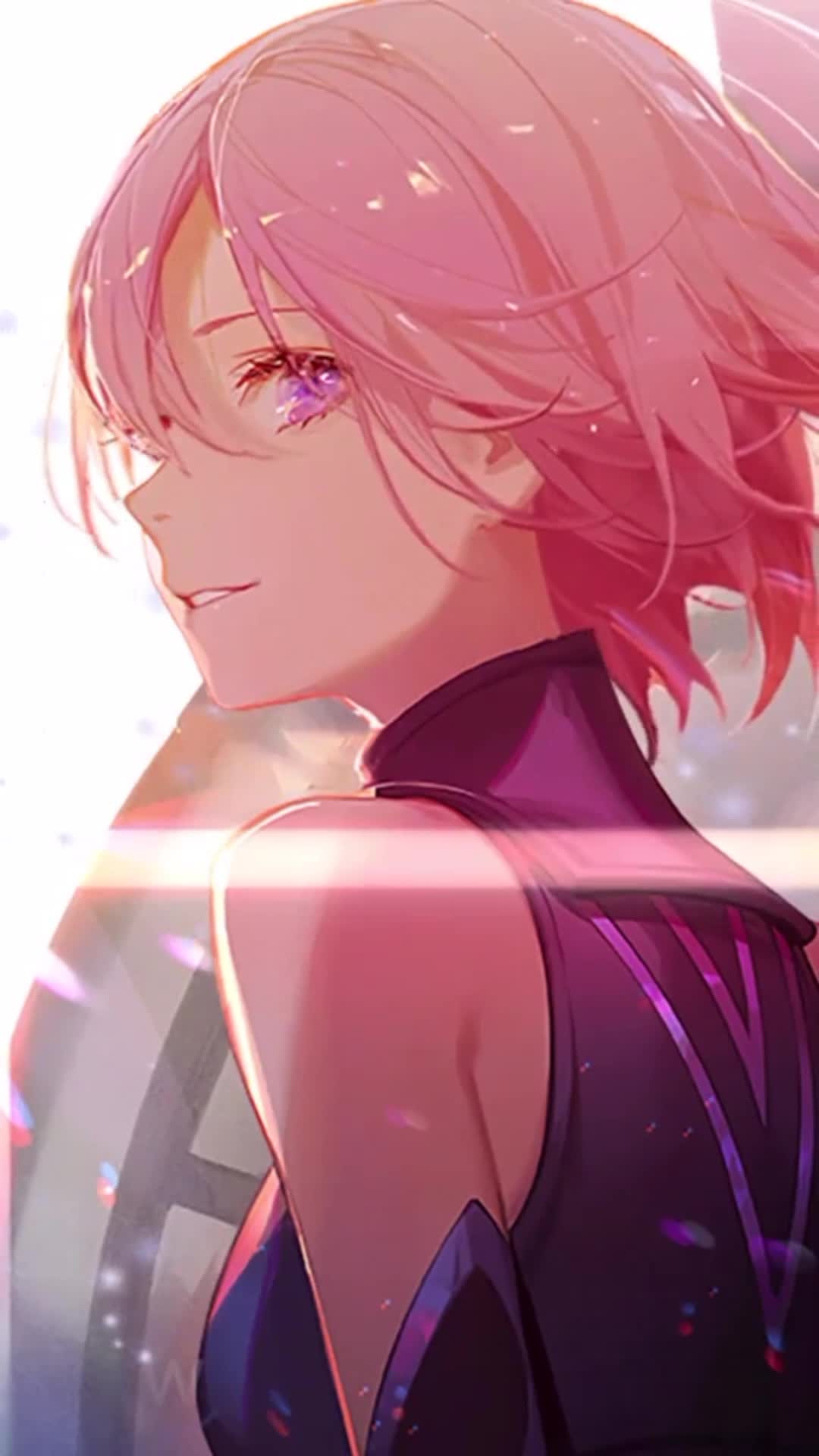 Android and iPhone Anime Cute Girl Looking Over The Shoulder Phone Live Wallpaper