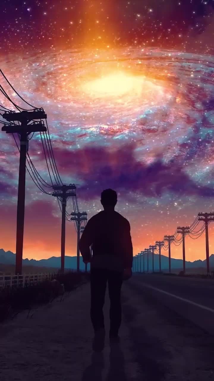 iPhone and Android Man Walking Galaxy Live Phone Wallpaper