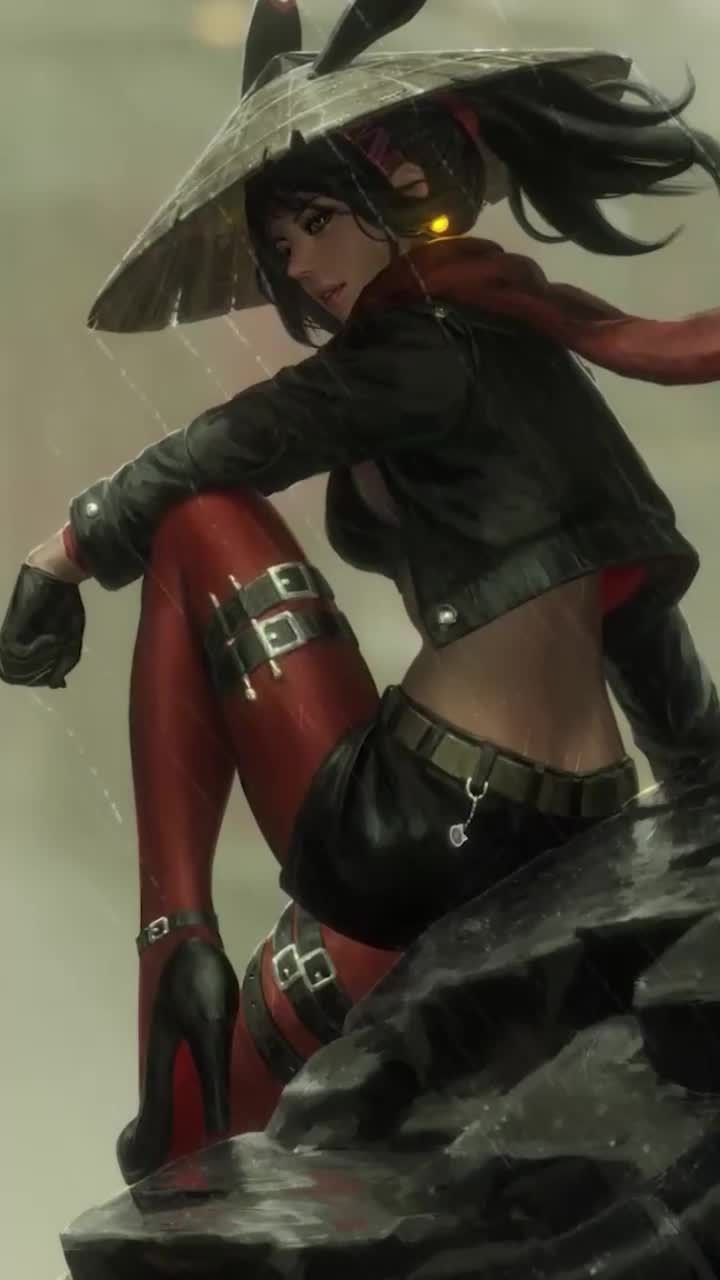 Live Phone Samurai Girl In Rain Wallpaper To iPhone And Android