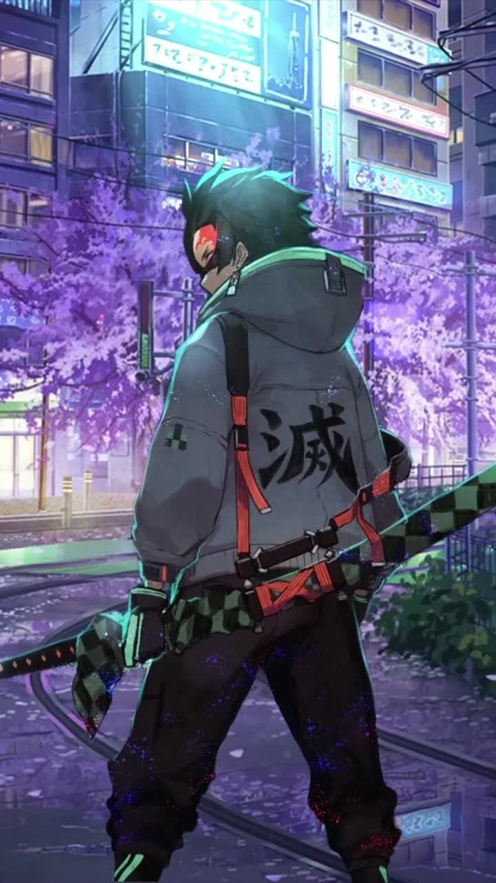 iPhone and Android Modern Tanjiro Kimetsu No Yaiba Live Phone Wallpaper