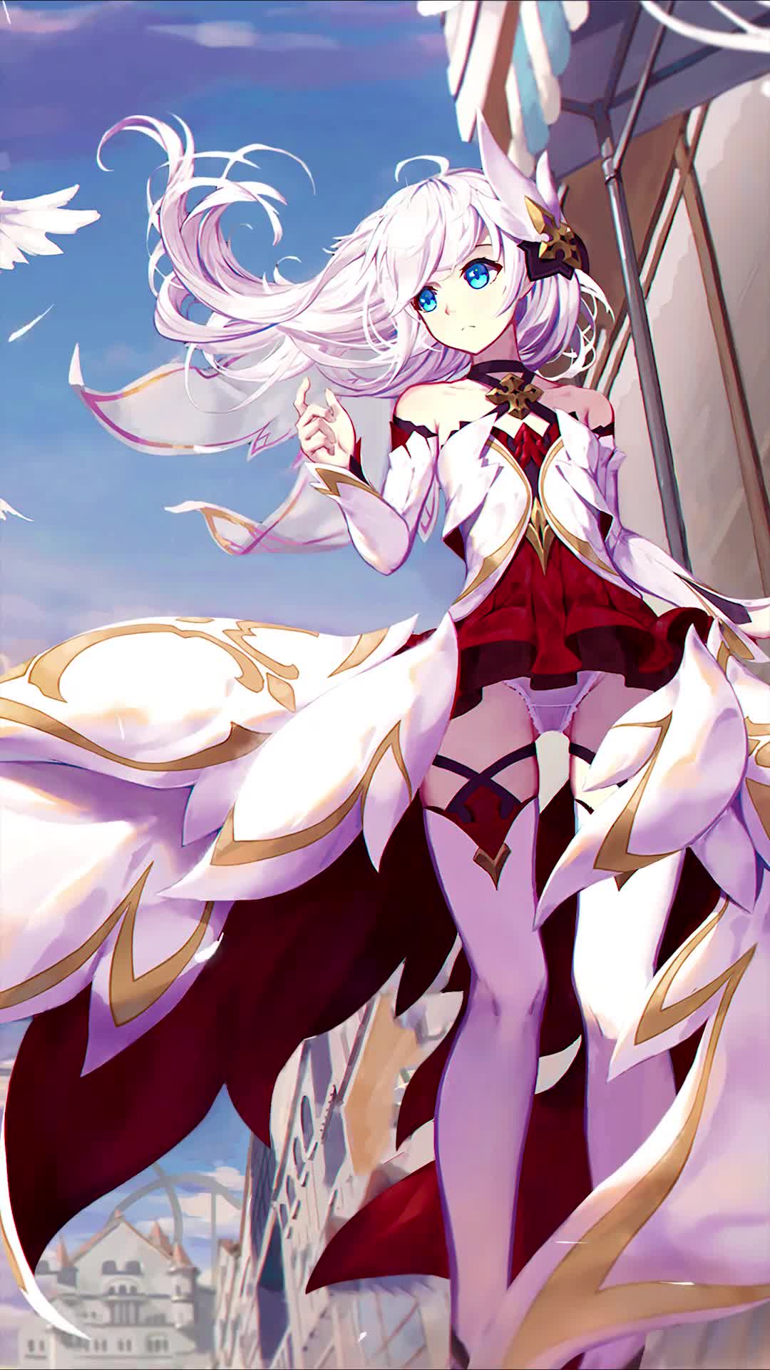 Cute White Genshin Impact Anime Girl Standing Live Phone Wallpaper