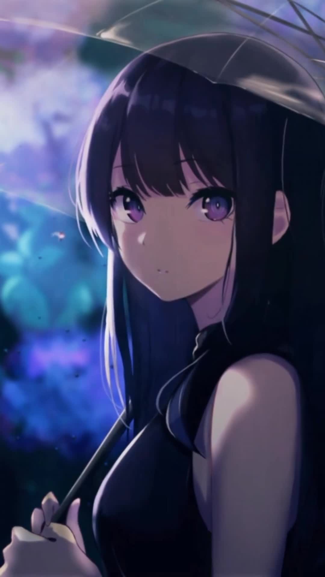 Android  iOS iPhone Anime Cute Girl Wih Umbrella Live Wallpaper 