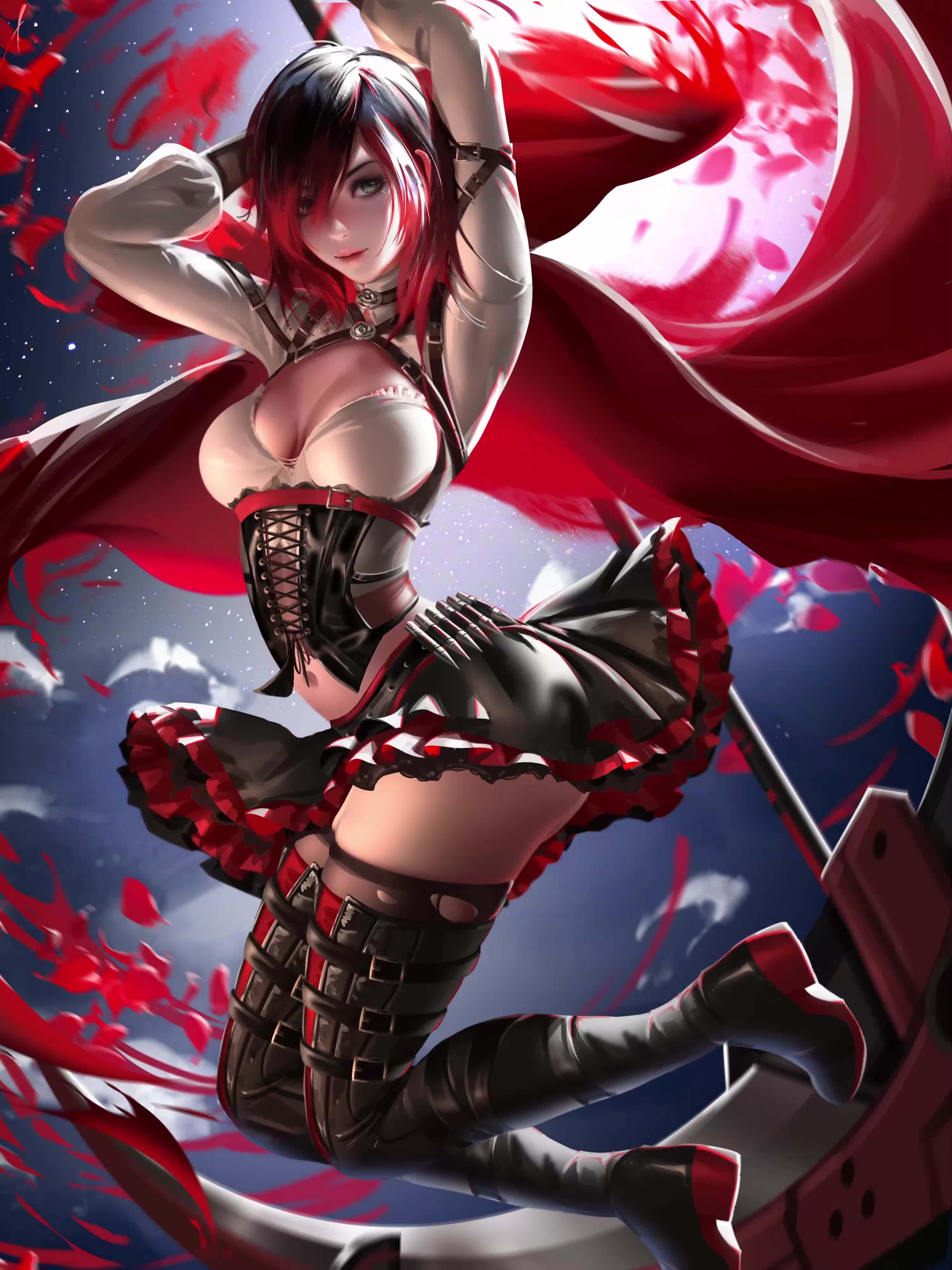 Samsung Galaxy Z Fold RWBY Ruby Rose Anime Live Phone Wallpaper
