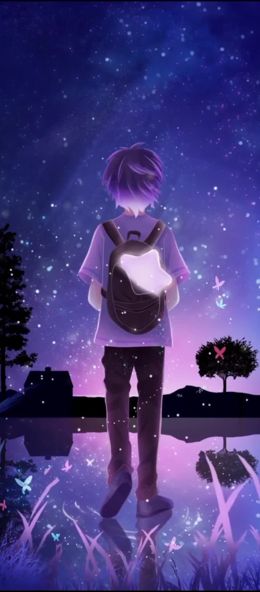 iPhone and Android Anime Boy With Star Phone Live Wallpaper