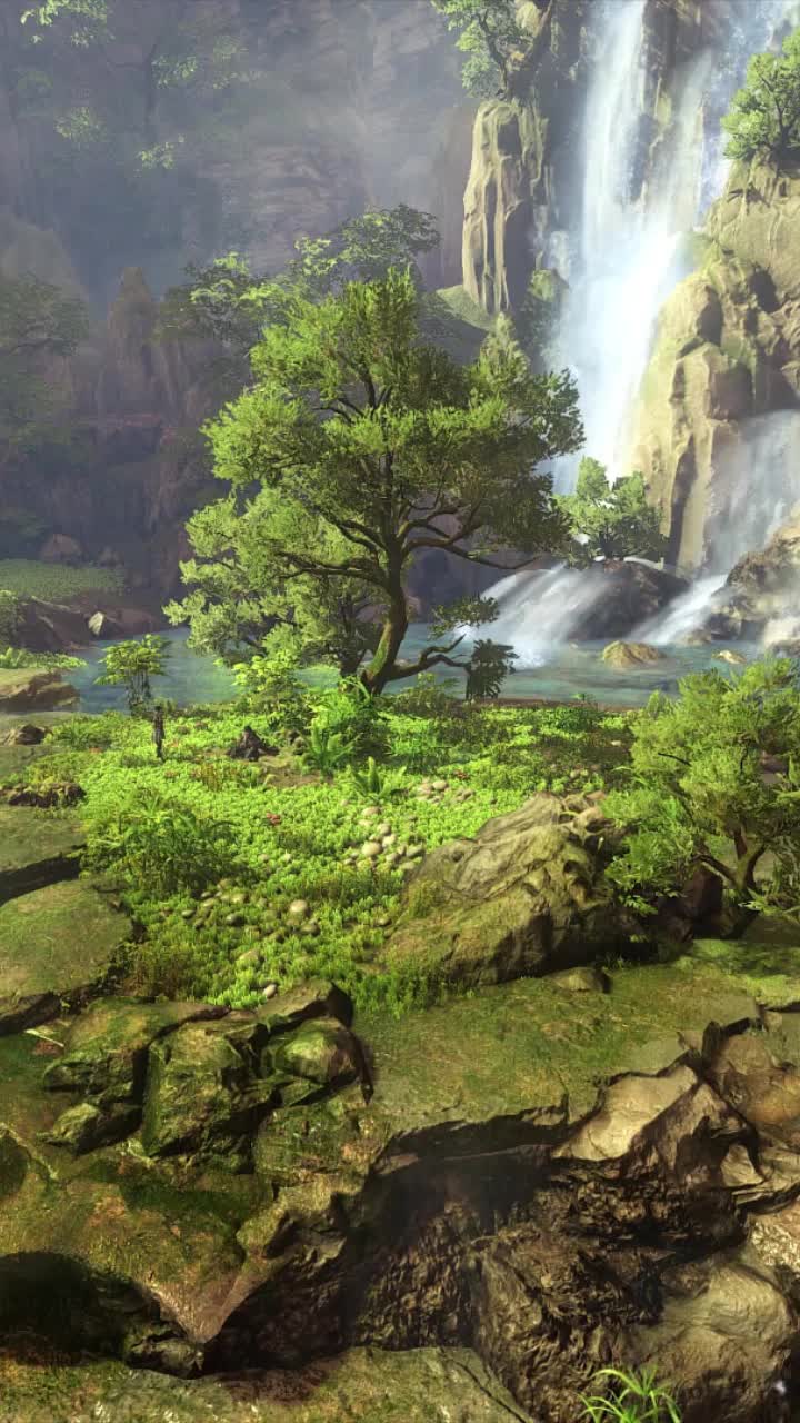 Cool waterfall in the forest iphone wallpaper aesthetic