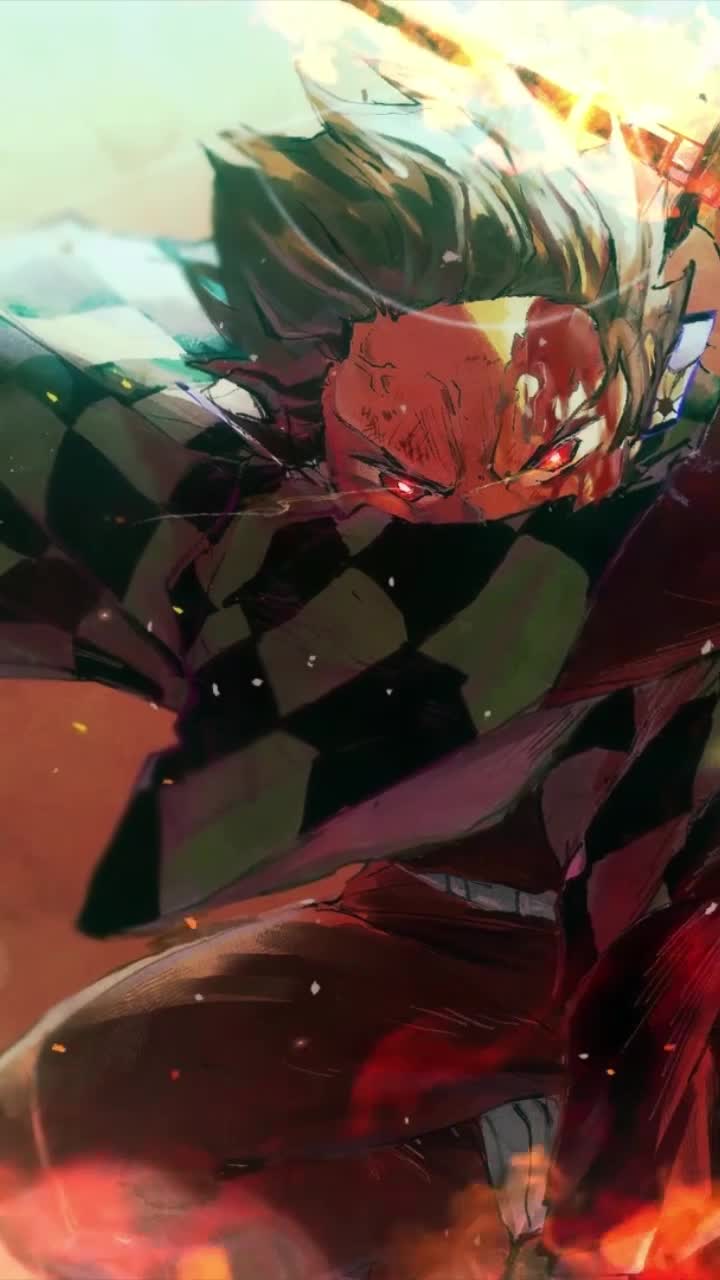 iPhone and Android Fire God Tanjiro Kimetsu No Yaiba Live Phone Wallpaper