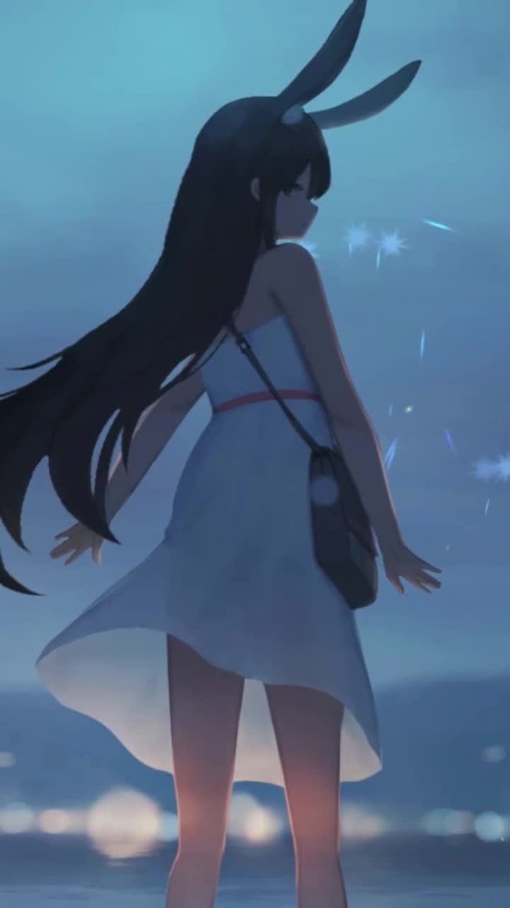  Live Phone Bunny Girl With Fireworks Anime Wallpaper For iPhone And Android