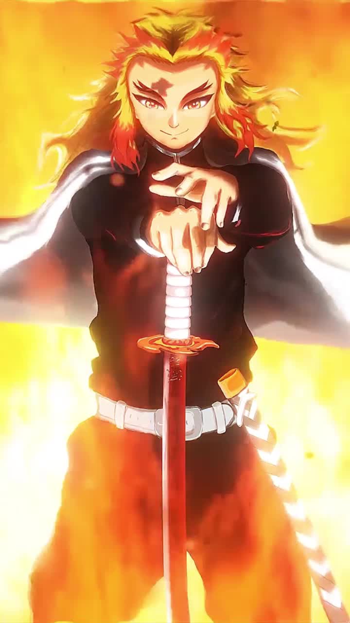 iPhone and Android Kyojuro Rengoku Kimetsu No Yaiba Live Phone Wallpaper
