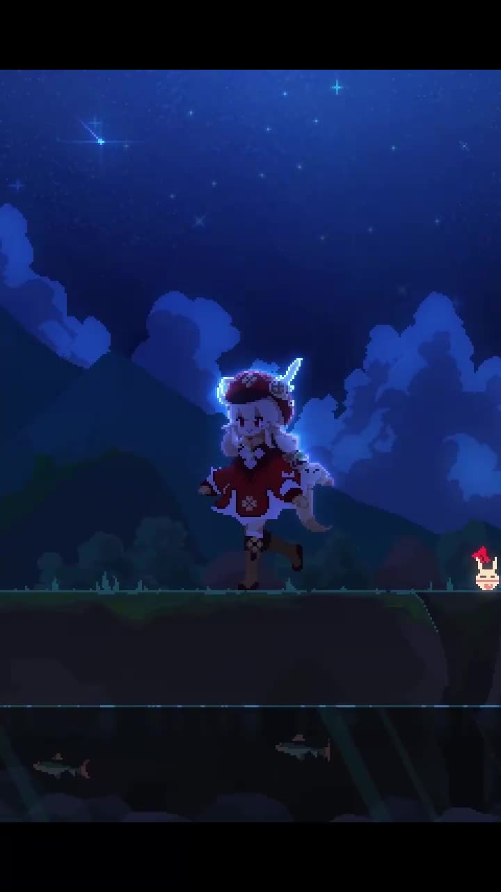 Game Klee Walking Pixel Genshin Impact Phone Wallpaper Anime Iphone And Android