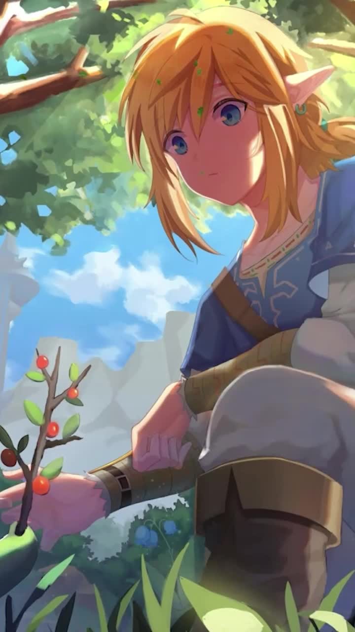 Cool link and korok in the forest iphone wallpaper aesthetic