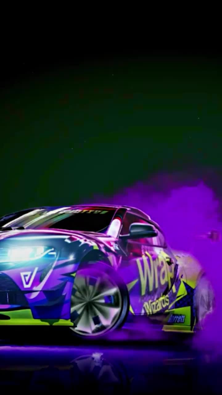 iPhone and Android Purple Toyota Supra Neon Drift Live Phone Wallpaper
