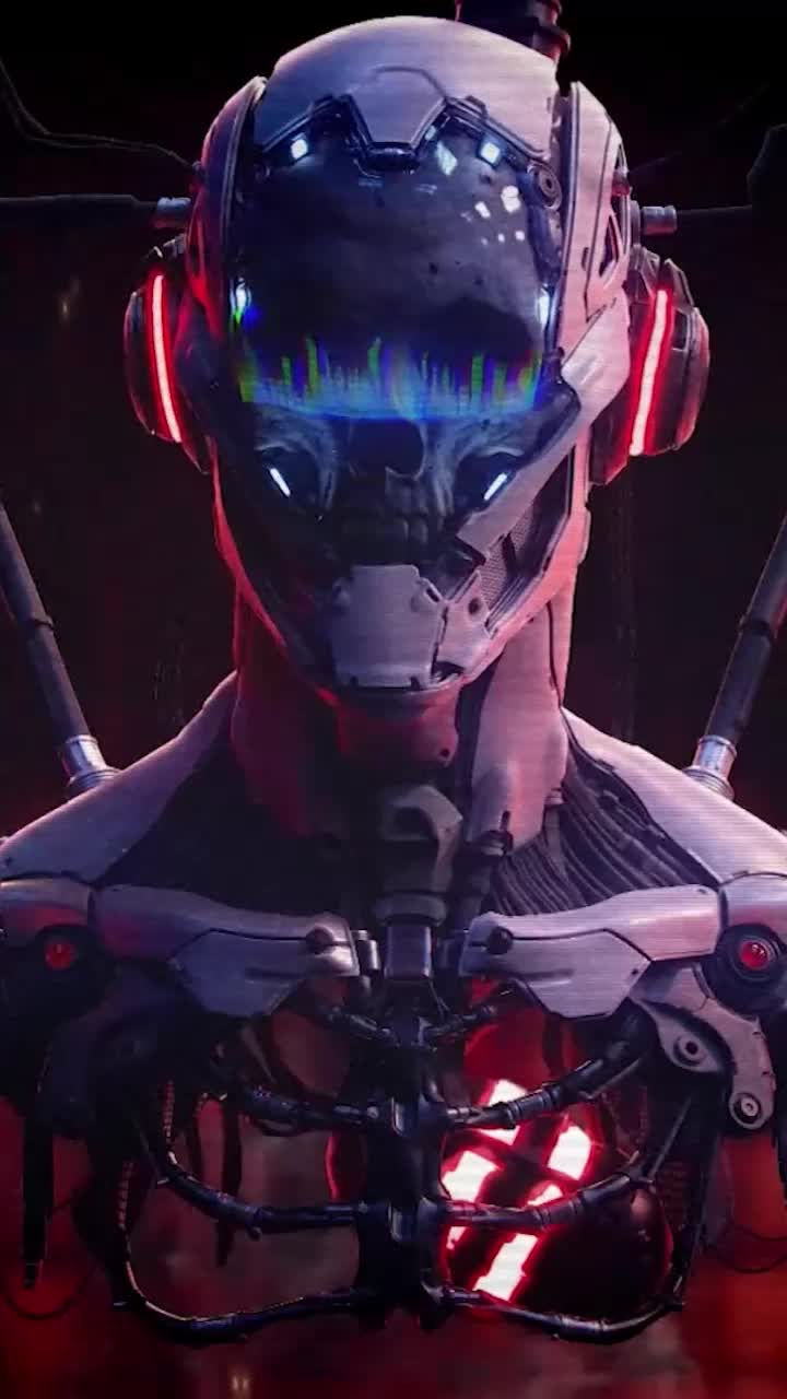 Live Phone Robot Skull Audio Cyberpunk Wallpaper To iPhone And Android