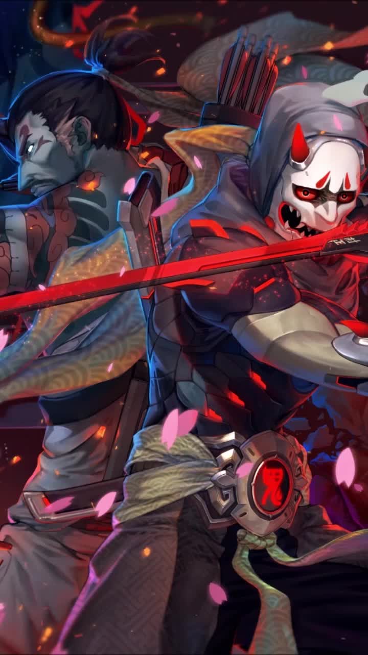 Genji Vs Hanzo Overwatch Live Phone Wallpaper to iPhone and Android