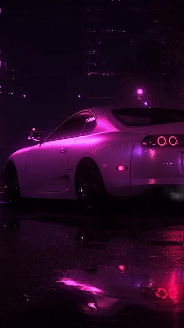 iPhone and Android Neon Night Toyota Supra Live Phone Wallpaper