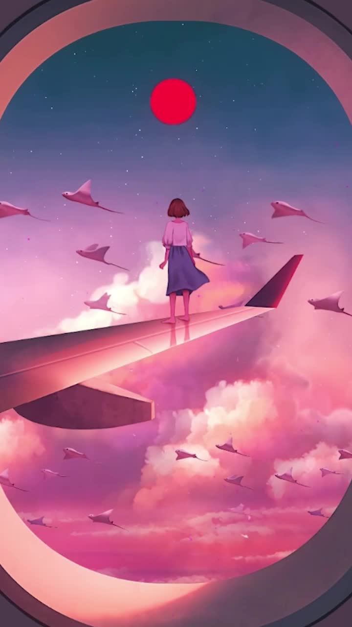  Live Phone Girl Flying With Stingrays Anime Wallpaper For iPhone And Android