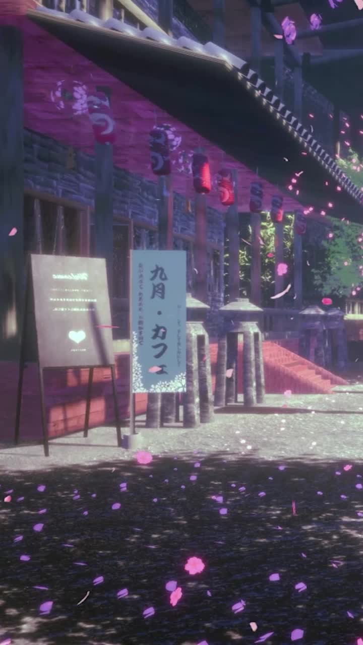 iPhone and Android Japanese Street Lined With Cherry Blossoms Live Phone Wallpaper